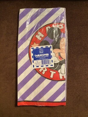 Gibson Mickey Mouse Disney Birthday Party Table Cover 54 x 96 Purple Stripes - Image 1 of 3