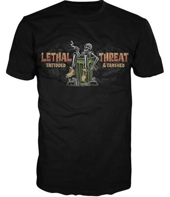 Camiseta negra de manga corta para hombre Lethal Threat tatuada y destrozada Foto 1 de 2