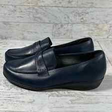 Drew Berlin Loafers Flats Womens Size 12WW Navy Blue Leather Comfort Slip On 