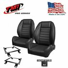 TMI Pro Series Bucket Seats Black Stitch for Chevelle w/Factory Bench -IN STOCK