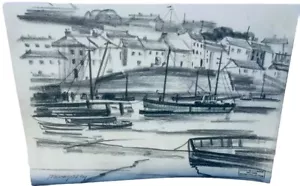 Mid Century Cornwall, Drawing Mevagissey Harbour, DOUGLAS ETTRIDGE Studio Stamp - Bild 1 von 6