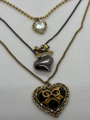 Betsey Johnson 3 слоя ожерелье leapord сердце золото серебро - Изображение 1 из 4