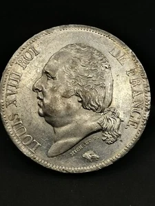 5 FRANCS SILBER 1817 B ROUEN LOUIS XVIII NACKTER KOPF 1578585 EX. / FRANKREICH SILBER - Bild 1 von 3
