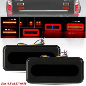 2x Red/Amber LED Truck Trailer Stop Tail Brake Lights Flowing Turn Signal DRL - Picture 1 of 15