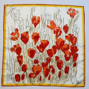 Vintage Vera Neumann Floral Scarf Polyester 21 1/2” Square