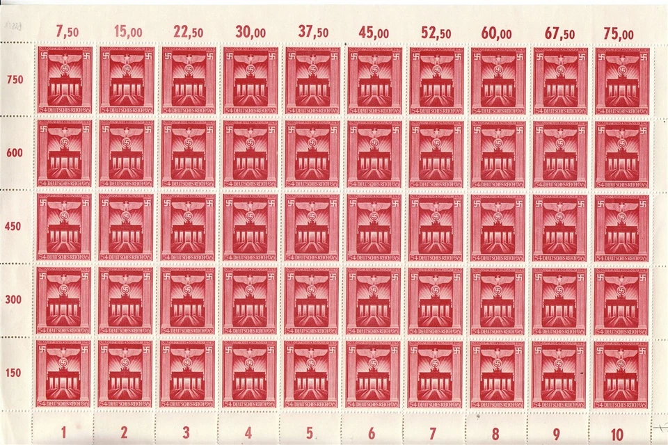 Stamp Germany Mi 829 Sc B216 Sheet 1943 WWII 3rd Reich Brandenburg Eagle MNH - Image 1 of 1