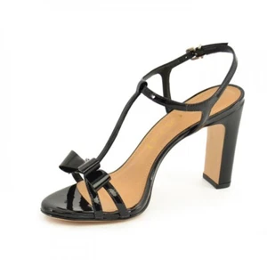 Vicenza Metallic Bow T-Strap Heels - BLACK - Size 9 M US (EU 40) - Picture 1 of 4