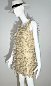 Max Mara UNIQUE “PRIAMO” Feather Mini Dress Size UK 12 US 10 RRP £4760 NEW - Picture 1 of 12
