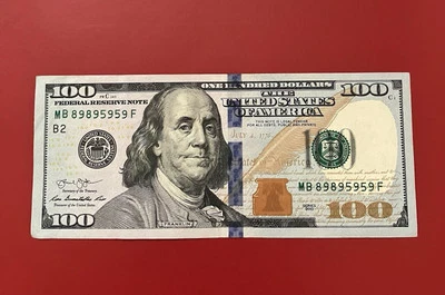 2013 $100 Dollar Bill Quad Repeater Fancy Serial Number - Image 1 of 2