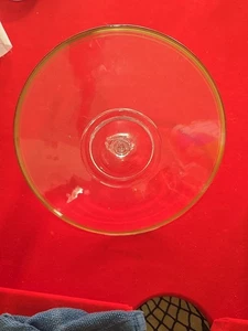 Vintage Klarglas Leckerbissen Wurstwaren Serviertablett & Griff Goldrand Antik 10,5" - Bild 1 von 2