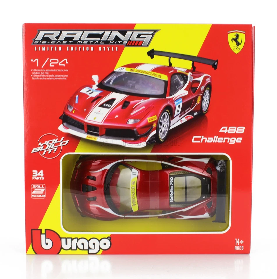1/24 BURAGO - FERRARI - 488 CHALLENGE N 11 RACING 2017 18-26582-KIT - Immagine 1 di 1