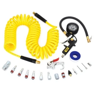 18 Pieces Air Compressor Accessories kit, 1/4 in x 25 ft Recoil Poly Air Comp... - Picture 1 of 6