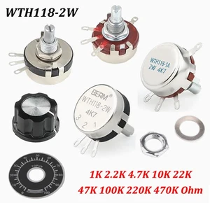 WTH118-2W Adjustable Single Turn Carbon Film Potentiometer 1K 2.2K 4.7K-470K Ohm - Picture 1 of 18
