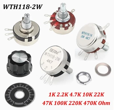 WTH118-2W Einstellbares Single Turn Carbon Film Potentiometer 1K 2.2K-470K Ohm - Bild 1 von 4