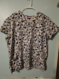 Divine Curves Brand Blue Leaves On Gray - sz 1X - Picture 1 of 4
