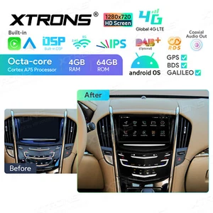 8" Android 14 Car Radio DSP Stereo GPS 4G 64G Motorized Faceplate For Cadillac - Picture 1 of 22