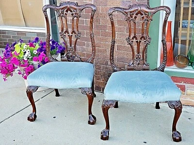 Chippendale готический классический красное дерево резной стул музей качества # 3 и 4 - Изображение 1 из 4