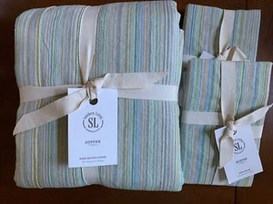 Southern Living Simplicity Austen King Duvet Cover & Shams Linen Cotton Stripes - Picture 1 of 10