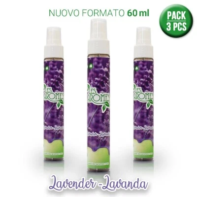 LES AROMES Deodorante profumo auto e ambiente Spray 60 ml Lavanda - Pack 3 pz