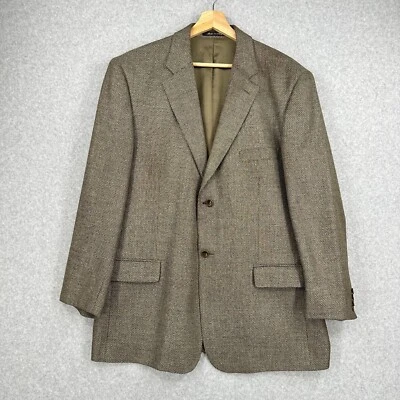 Blazer lacrosse masculino 44R marrom tweed jaqueta casaco esportivo 2 botões lã de seda Itália - Imagem 1 de 4
