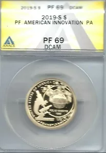 2019-S $1 American Innovators PA  ANACS Authenticated PF 69 Dollar - Picture 1 of 2