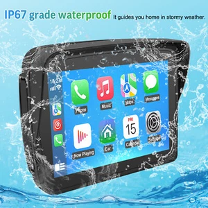 5" Waterproof Motorcycle Wireless Carplay Android Auto TouchScreen GPS Navi - Picture 1 of 11