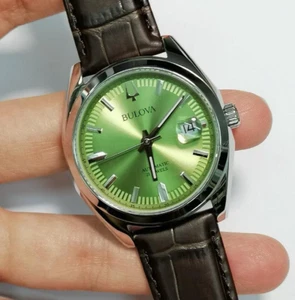 Bulova Automatic Sapphire Surveyor Green Dial Crystal Men's Watch 96B427 - Picture 1 of 6