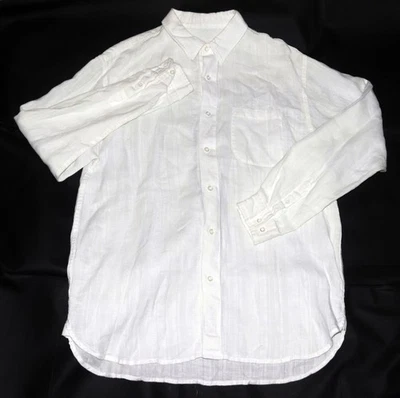Мужская льняная белая рубашка с длинным рукавом на пуговицах The Territory Ahead размер большой - Изображение 1 из 4