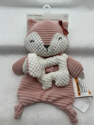 Modern Moments por Gerber Pink Fox Lovey Chocalho com Coelho Brinquedo de Pelúcia NOVO - Imagem 1 de 4