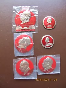 1969 The vintage lot of 6 Chairman Mao pinback badge - Picture 1 of 5