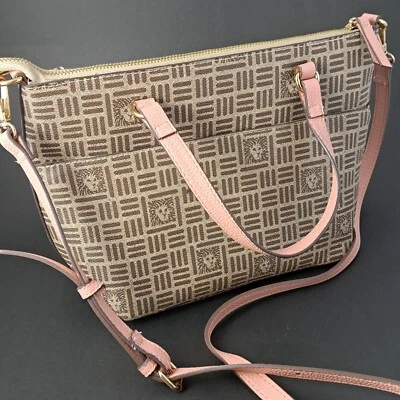 ANNE KLEIN Bandolera Cartera Bolso León Logo Marrón Beige Estampado Correas Bolso de Mano Foto 1 de 4