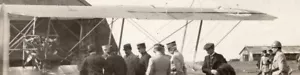 France Military Aviation Biplane Officers Inspection? Old panoramic Photo 1914 - Foto 1 di 4