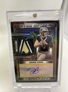 2023 Panini Obsidian Derek Carr Matrix Material Patch Gold Auto 8/10 Saints - Picture 1 of 13