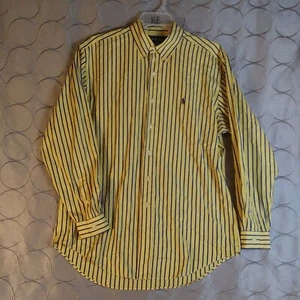 Ralph Lauren Shirt Mens Size Large Classic Fit Long Sleeve Yellow Blue Button - Picture 1 of 12
