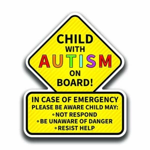 2-Pack Child with Autism On Board Sticker Decal | Laminated | 5.5 Inch Tall - Picture 1 of 1