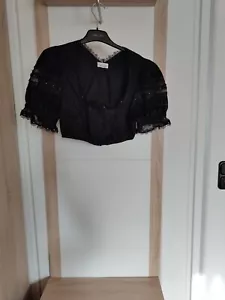KRÜGER MANUFAKTUR Dirndl Bluse schwarz Blumen Edelweiß Strass Gr. 40 *neuwertig* - Bild 1 von 6