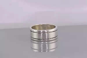 Anillo de banda plana de plata esterlina 9mm liso doble ranura 8g 925 talla: 10 - Imagen 1 de 8