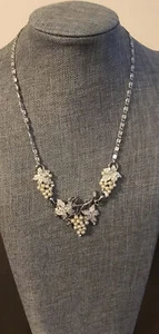Vintage 16” Faux Rhinestone /Pearls Silvertone Necklace - Picture 1 of 3