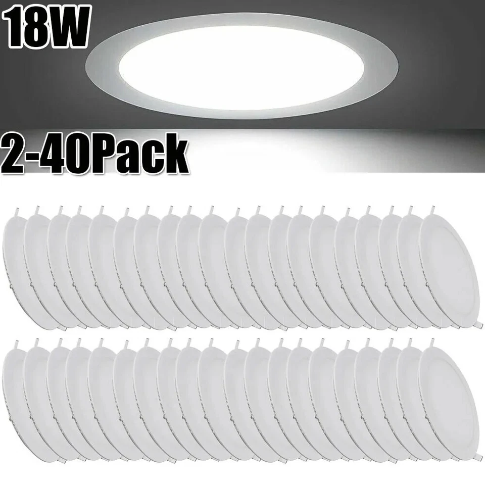 Luz de techo LED empotrada de 3/6/8 pulgadas, ultrafina, luz diurna de 6000K, paquete de 1-10 Foto 1 de 4