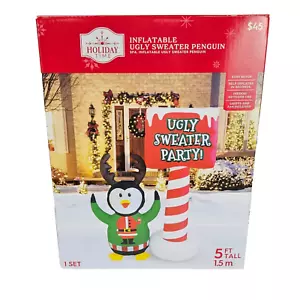 Christmas Inflatable Penguin Ugly Sweater Party Yard Decor Holiday Time Holidays - Picture 1 of 7