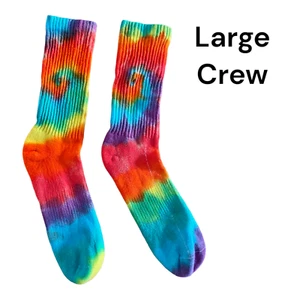 Large Size Tie Dye Crew Socks-Shoe Size Mens 6-12 Womens 5-12. Ready to Ship!! - Picture 1 of 29