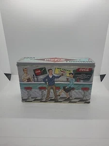 Vintage Raised Coca-Cola Soda Fountain Retro 50s Diner Decorative Tin Box - Picture 1 of 3