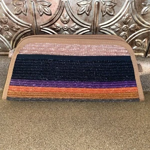 De Colección - Hecho en Italia - Liz Claiborne Colorido Tejido Paja Rafia Bolso sin asas Cartera - Imagen 1 de 4