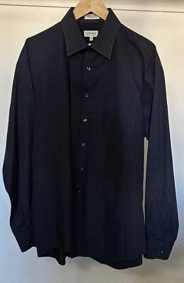 Concepts by Claiborne Men's Long Sleeve Blue and Black Striped Shirt Size 17 1/2 - Image 1 of 4