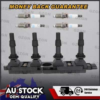 Ignition Coil & 4PCS Spark Plugs For Holden Barina Combo Astra TS AH Tigra XC AU - image 1 of 4