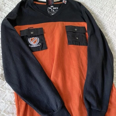 Pulôver térmico Red Ape laranja preto manga comprida gola V GG - Imagem 1 de 4