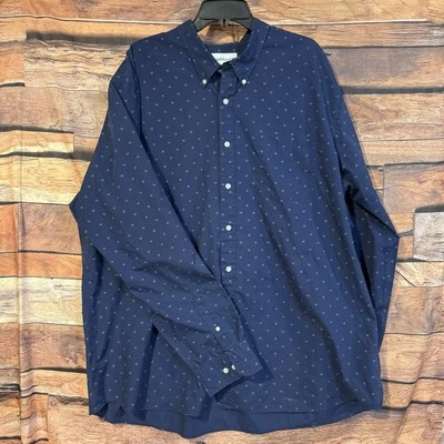 Saddlebred Mens 3XLT Blue Holly Print Long Sleeve Button Down Shirt Big Tall - Image 1 of 4