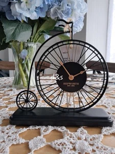 Next Black Penny Farthing Mantel Retro Table Clock Classic Quirky Gift - Picture 1 of 5