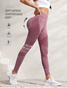 Damen High Waist Yogahose Bauchkontrolle Schlankmacher Booty Leggings - Bild 1 von 10