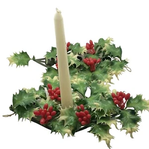 2 centros de mesa triples candelabros vintage de plástico duro con bayas de acebo de Navidad LEER - Imagen 1 de 5